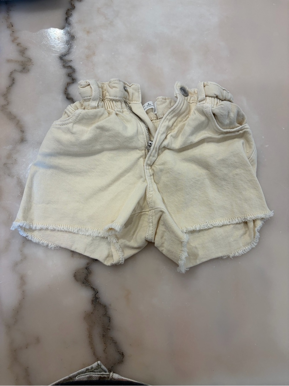 Zara Cream Frayed Hem Kids Shorts